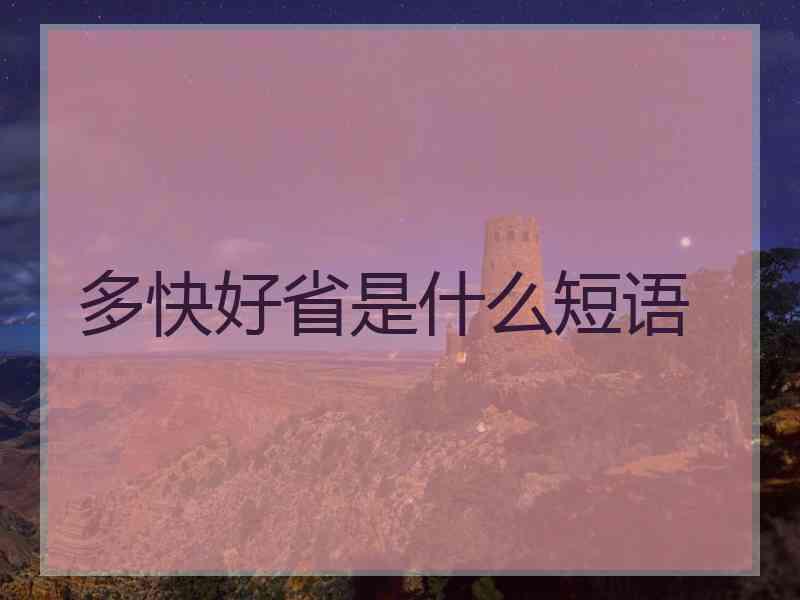 多快好省是什么短语 多快好省是什么短语