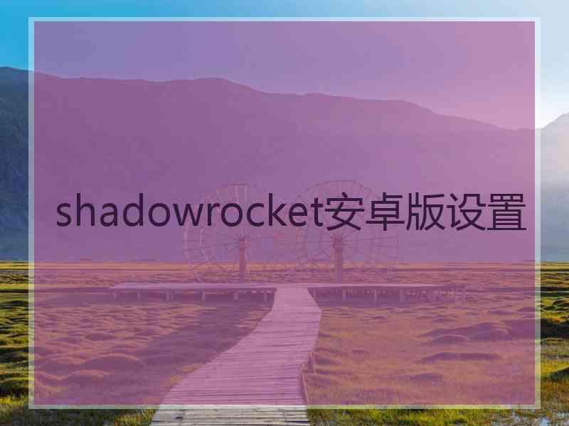 shadowrocket安卓版设置