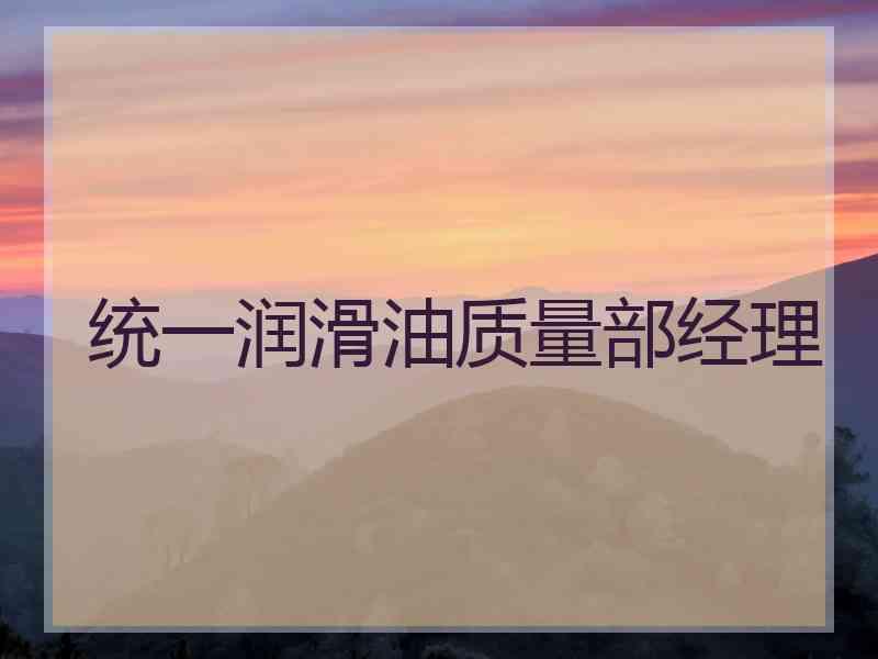 统一润滑油质量部经理 统一润滑油质量部经理