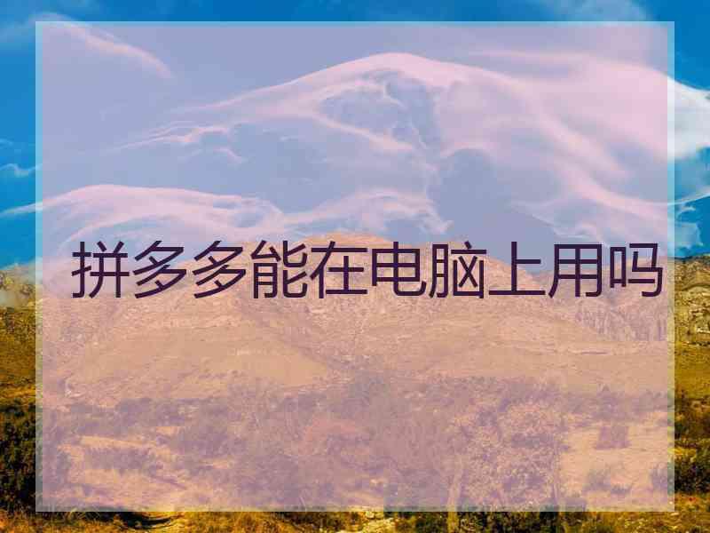 拼多多能在电脑上用吗 拼多多能在电脑上用吗
