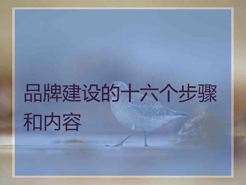 品牌建设的十六个步骤和内容 品牌建设的十六个步骤和内容