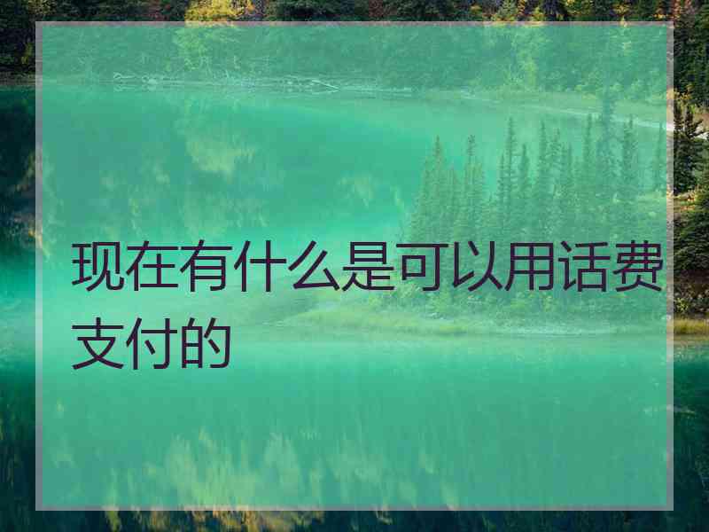 现在有什么是可以用话费支付的