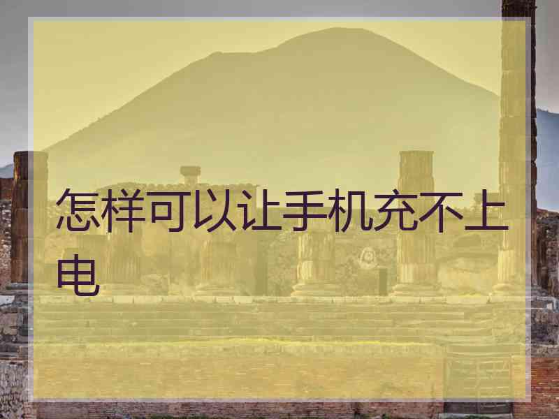 怎样可以让手机充不上电