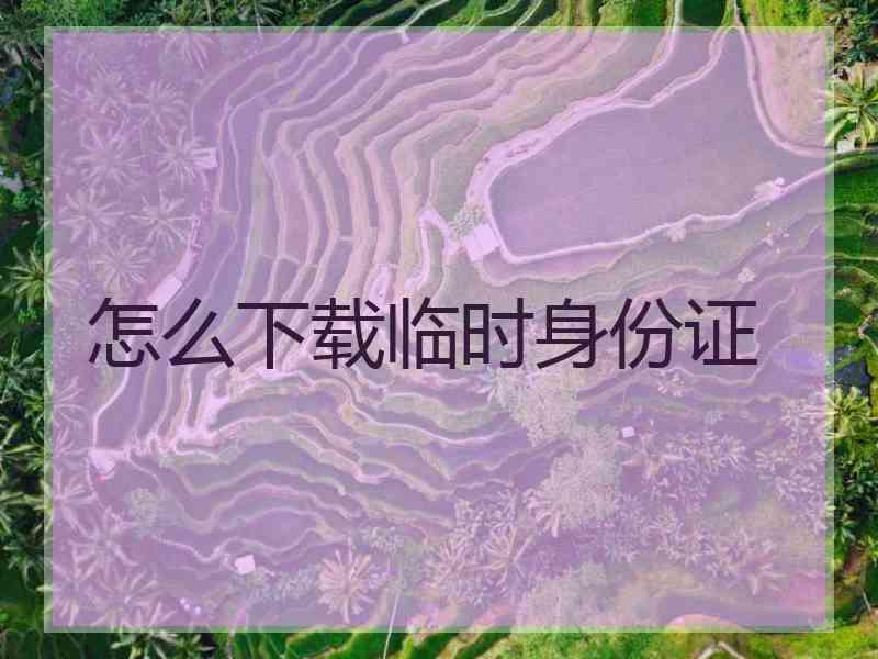 怎么下载临时身份证