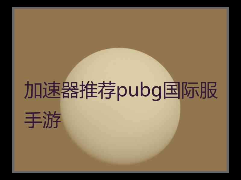 加速器推荐pubg国际服手游
