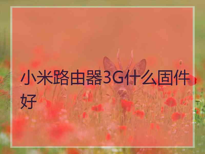 小米路由器3G什么固件好