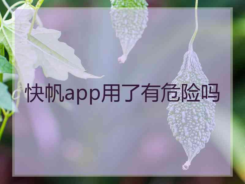 快帆app用了有危险吗
