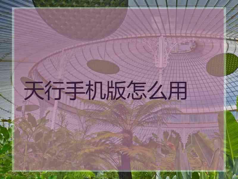 天行手机版怎么用