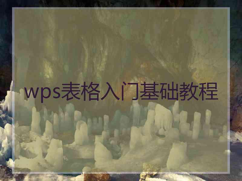 wps表格入门基础教程