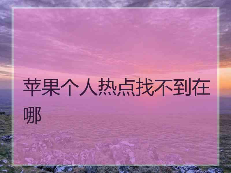 苹果个人热点找不到在哪