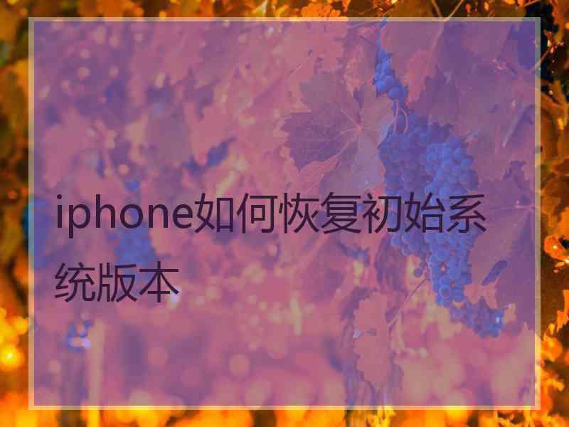 iphone如何恢复初始系统版本