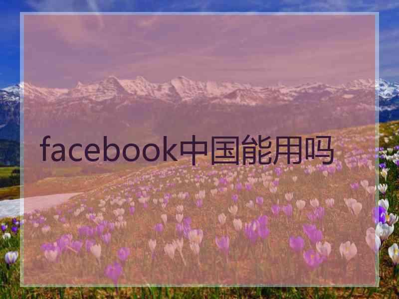 facebook中国能用吗