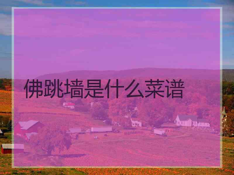 佛跳墙是什么菜谱