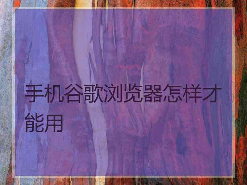 手机谷歌浏览器怎样才能用