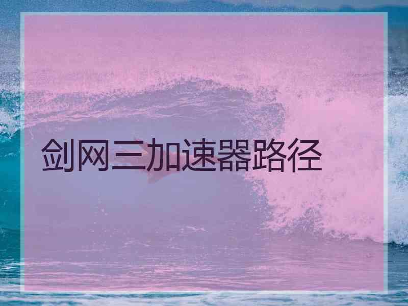 剑网三加速器路径