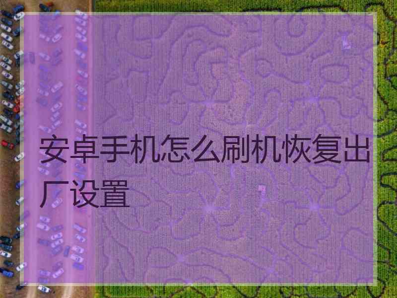 安卓手机怎么刷机恢复出厂设置