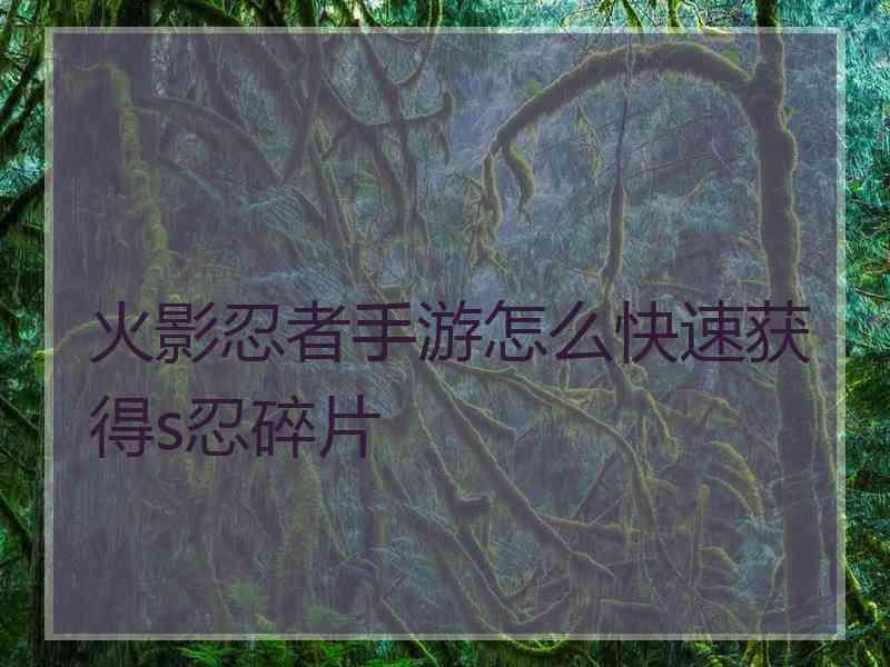 火影忍者手游怎么快速获得s忍碎片