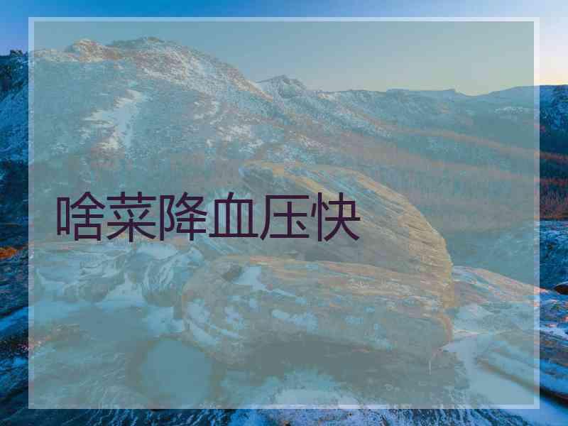 啥菜降血压快