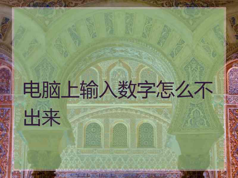电脑上输入数字怎么不出来