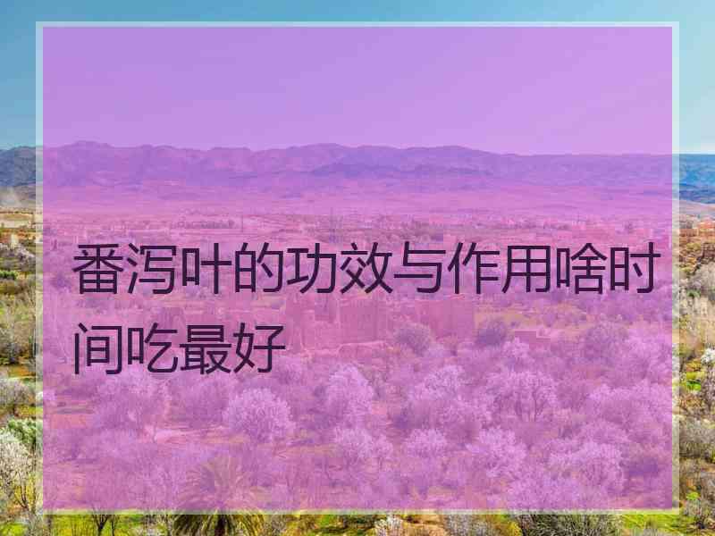 番泻叶的功效与作用啥时间吃最好