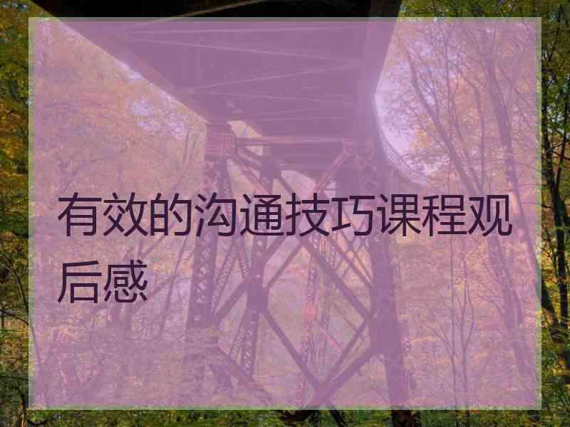 有效的沟通技巧课程观后感