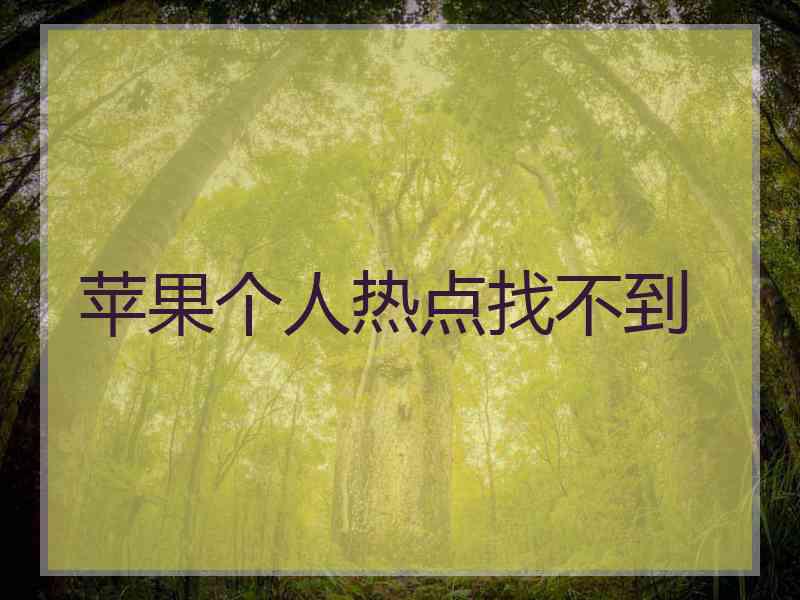 苹果个人热点找不到