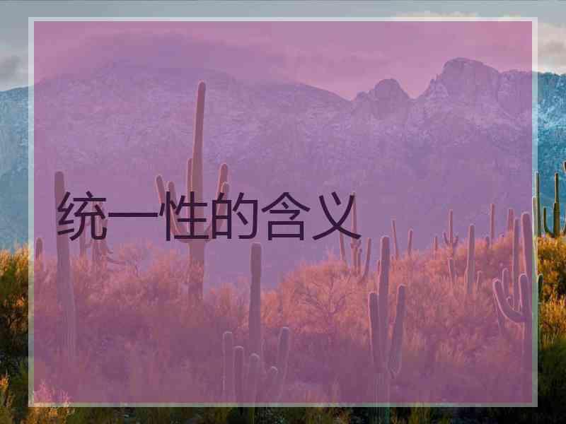统一性的含义