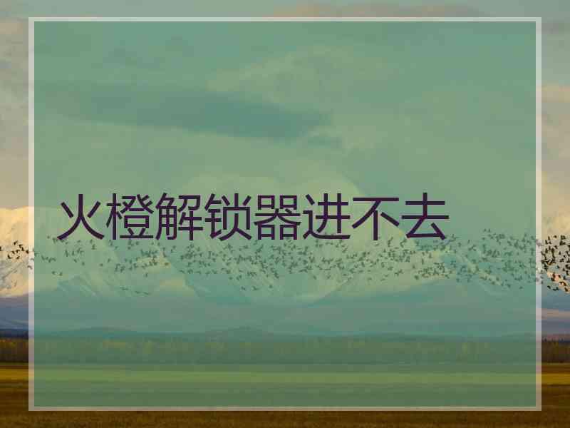 火橙解锁器进不去